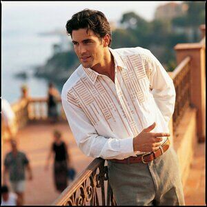 Vintage Austin Kane International Male Graphic Print Cotton Shirt Small Rare HTF